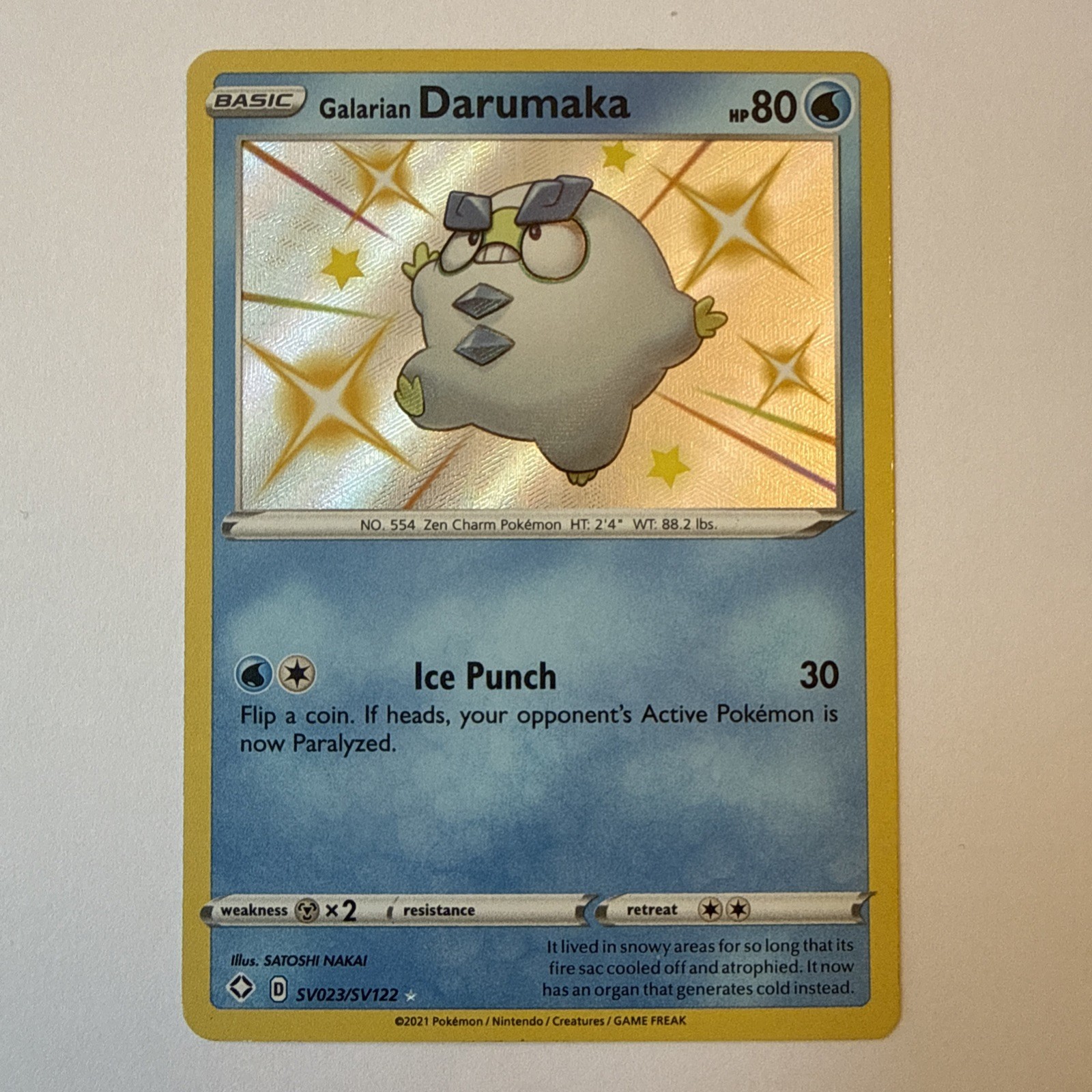 Galarian Darumaka SV023/SV122 Shining Fates Shiny Vault Holofoil Pokemon Card