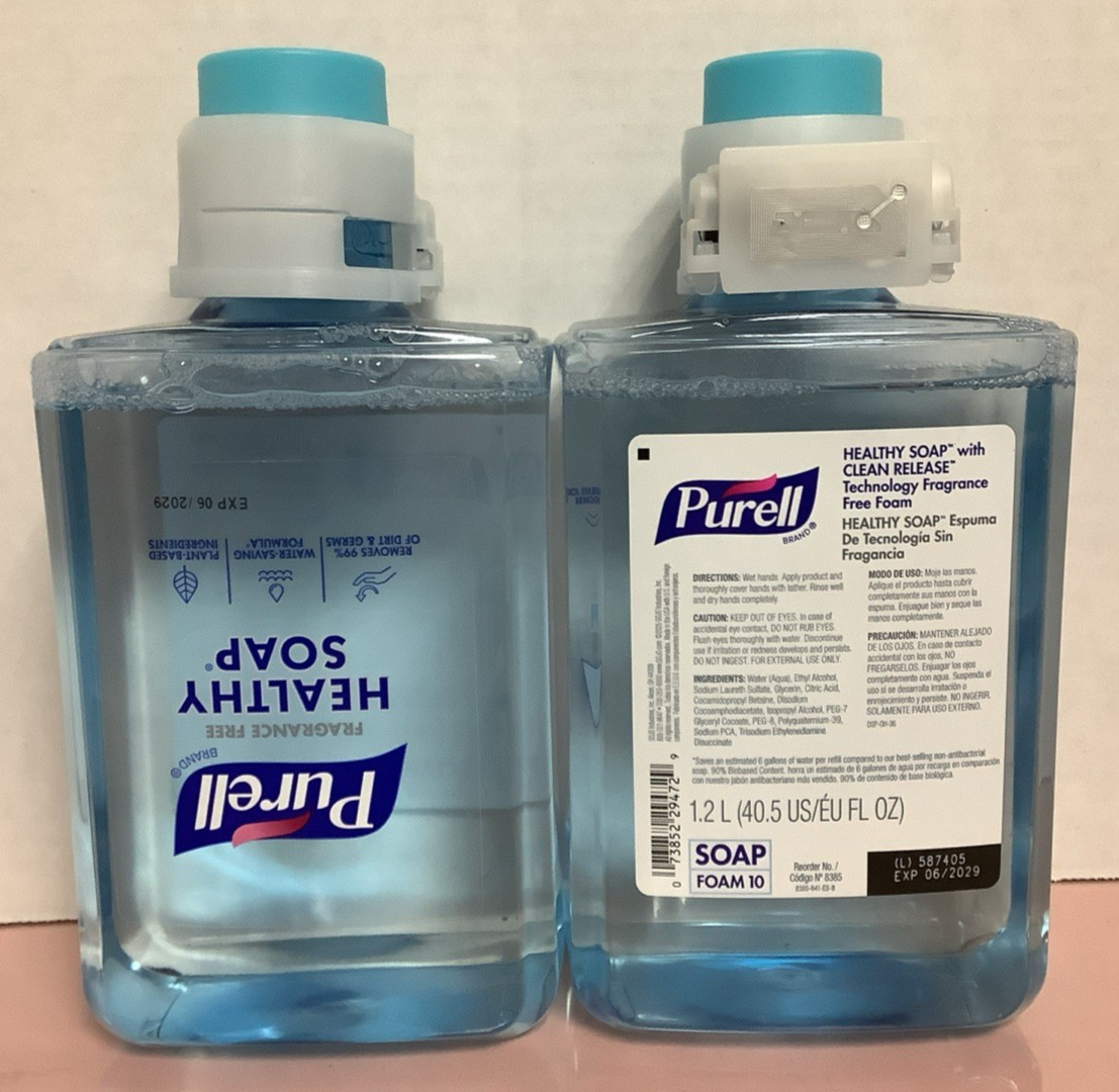 2x Purell 8385 HEALTHY SOAP Clean Release Fragrance Free Foam Hand Soap ES10