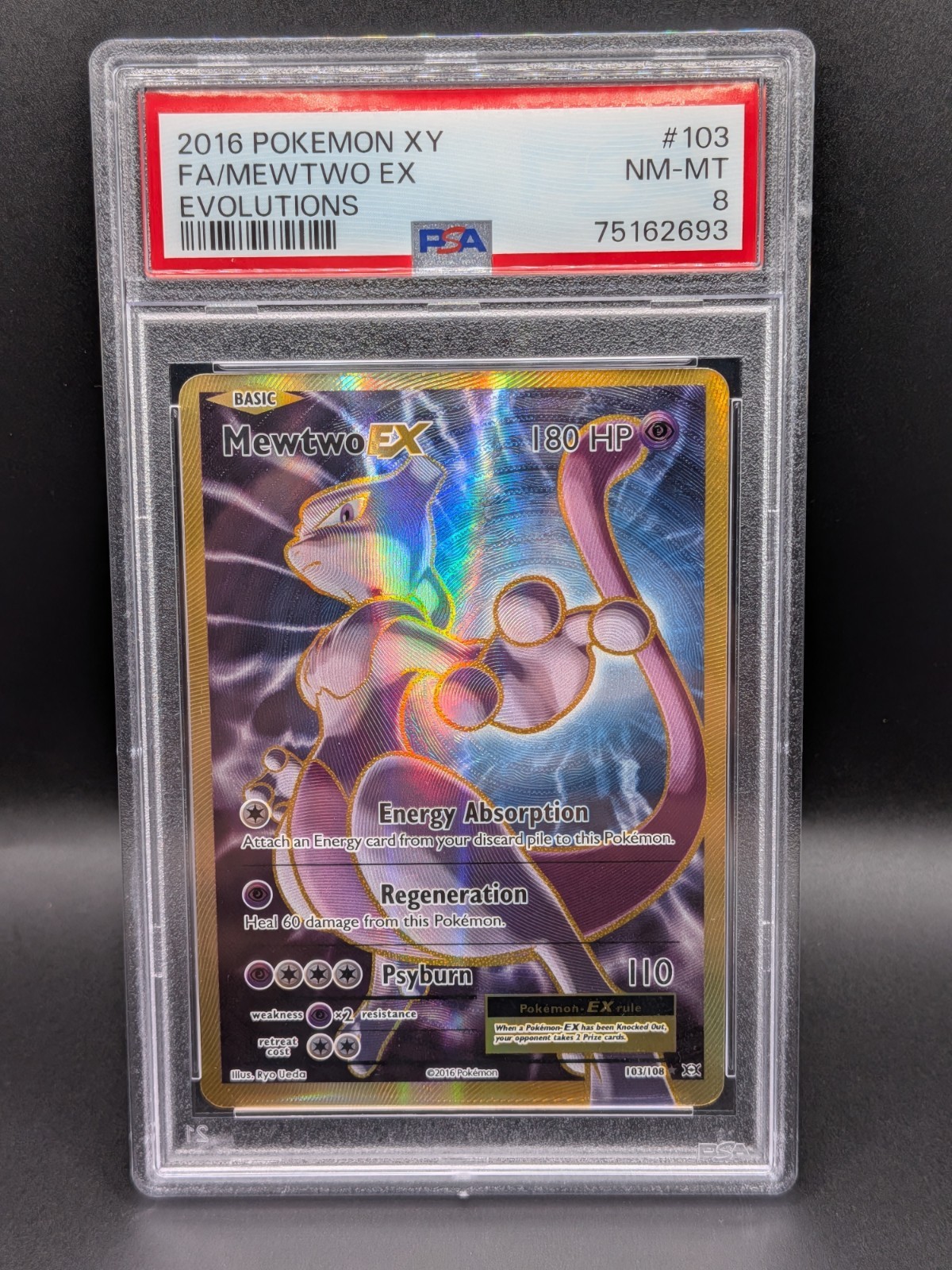 Mewtwo EX Pokémon TCG 103/108 Full Art Holo Card XY Evolutions PSA 9