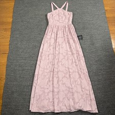 Lulus Dress Medium Love and Beyond Mauve Burnout Floral Maxi Dress Fairy Sheer