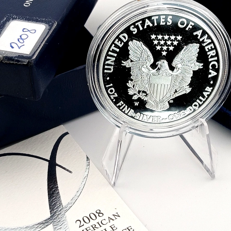 2008 W American Silver Eagle Type-1 1oz .999 Fine Silver Box & COA - Image 3 of 4