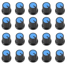 20Pcs Plastic Potentiometer Volume Control Rotary Knob Knurled Shaft Hole Blue