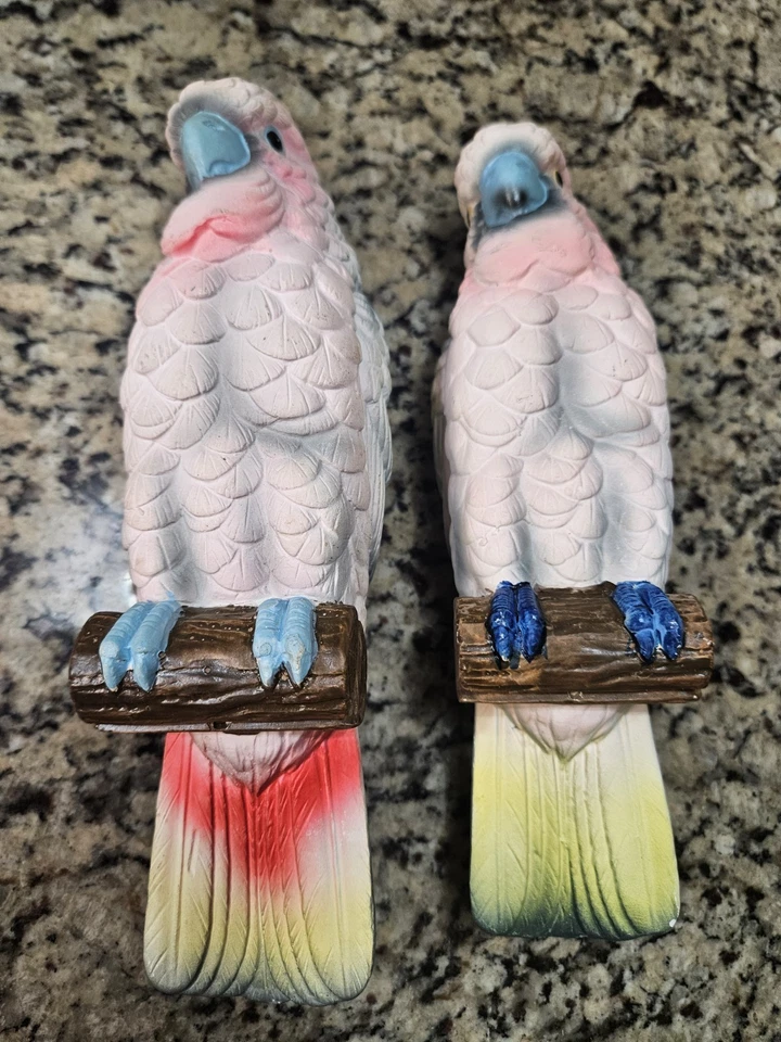 Macetas colgantes vintage rosa y azul cacatúa falta alambre Foto 3 de 4