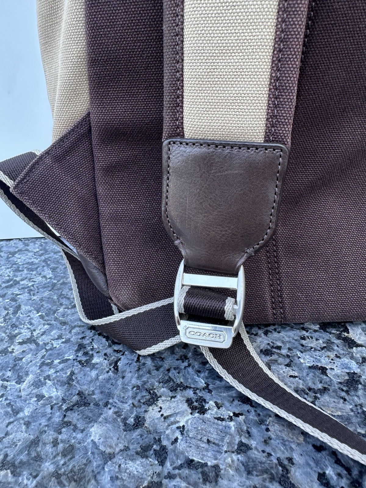 Coach Beige Heritage Web Backpack MISSING ZIP HAN… - image 8