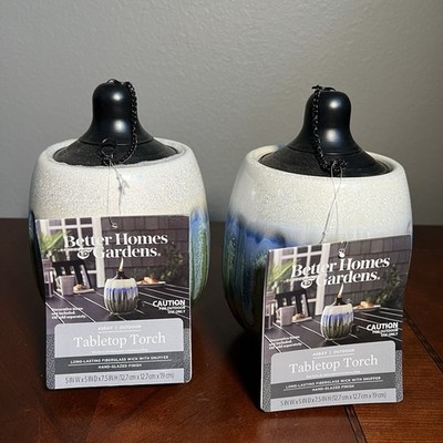 Outdoor Tabletop Torches Better Homes & Gardens Green Blue Beige - 2 pack NEW