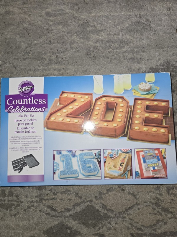 Wilton Countless Celebrations Cake Pan Numbers Letters Set New, Open Box
