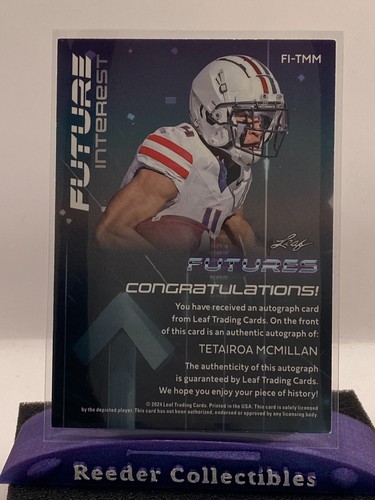 Tetairoa McMillan 2024 Leaf Multi-Sport Futures FI-TMM Panthers 1/1 Auto - Picture 2 of 2