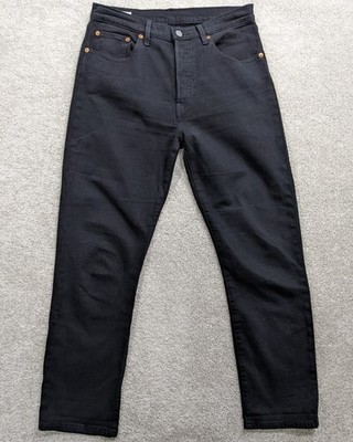Levis 501 Crop Damen High Rise Straight Jeans Schwarz Stretch W28 L28