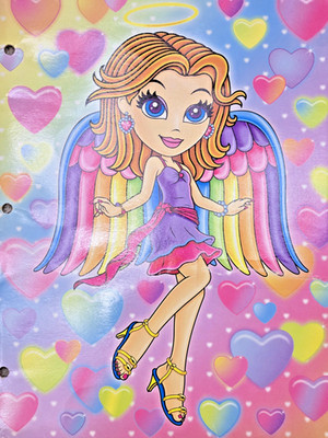 Lisa Frank Vintage HTF file folder angel girl 3 ring binder 90s y2k  multicolor