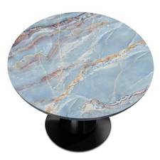 Round Tablecloth with Elastic Edge Blue Art Marble Fitted 48" Round A:color2