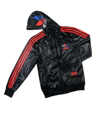 adidas Chile 62 Jacke Damen/Unisex Gr: XS. Schwarz Mit Orangenen Streifen.Kapuze