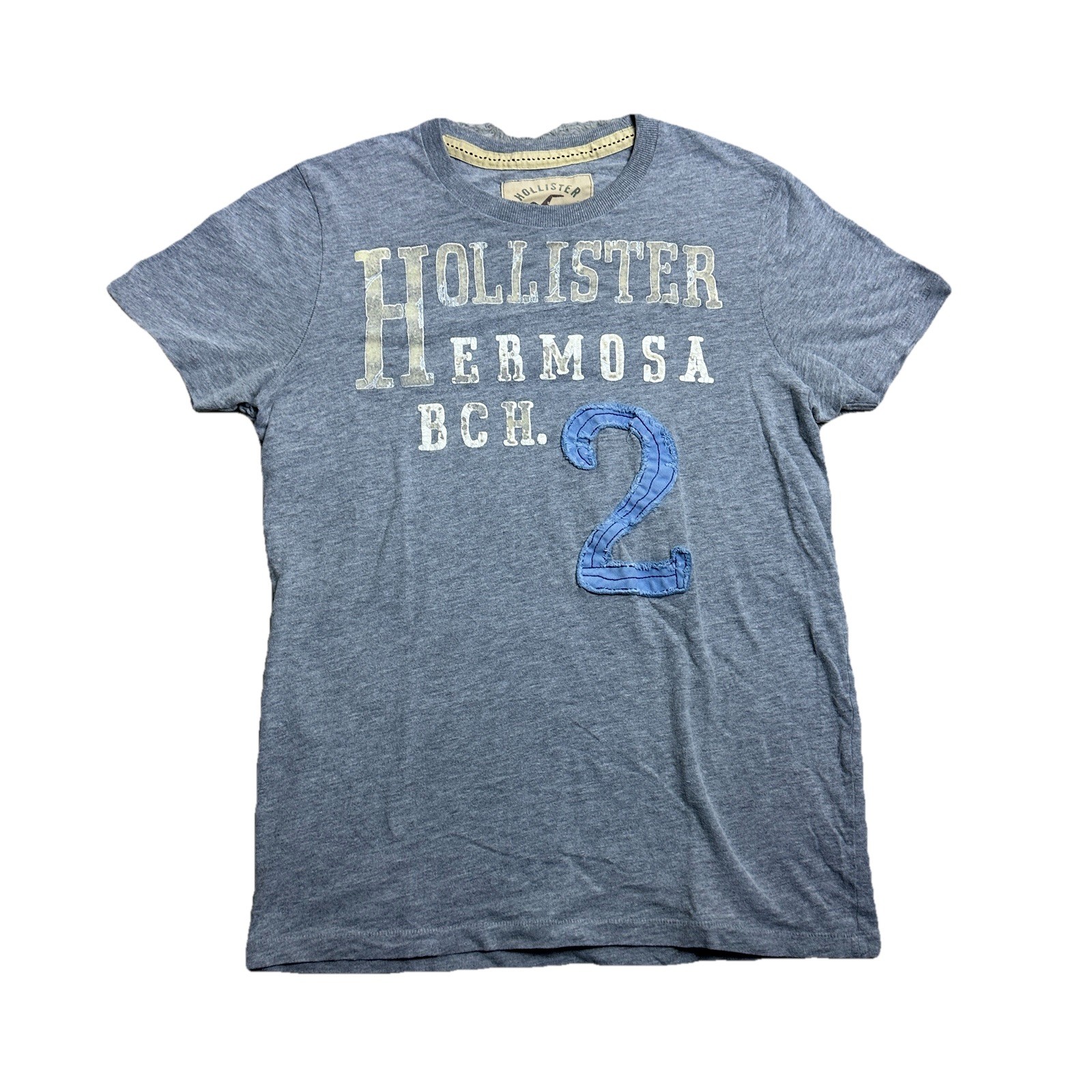 Hollister California Hermosa Beach Graphic Tee Mens Small Gray Vintage