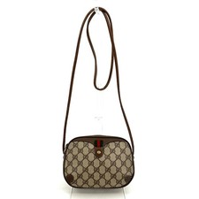 Vintage GUCCI Crossbody Bag Sherry PVC Leather Brown Shoulder Purse Italy 0256
