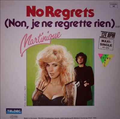 Martinique No Regrets (Non, Je Ne Regrette Rien) ORANGE VINYL Teldec