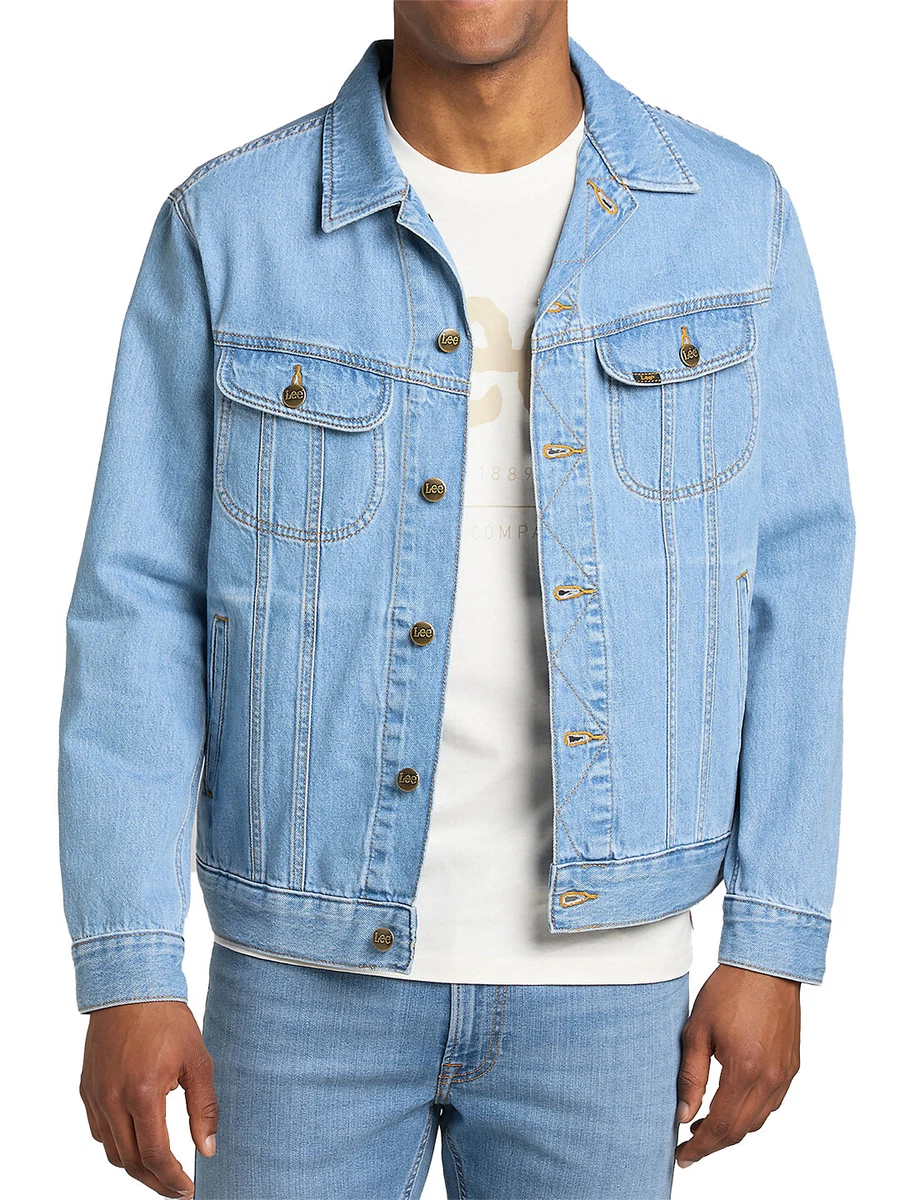 Lee Mens Regular Fit Denim Jeans Jacket Rider Clean Fresh