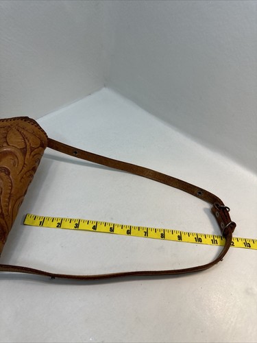 Borsa a tracolla vintage western in pelle marrone lavorata a mano - piccola - zip Clifton - Foto 20 di 24