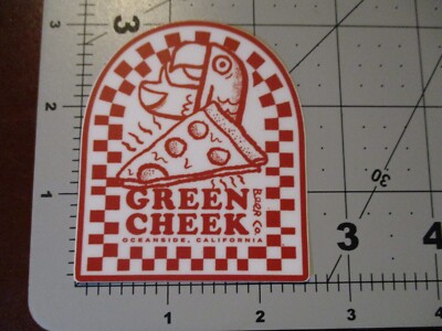 GREEN CHEEK BEER CO California swim test pizza STICKER decal craft beer brewery
