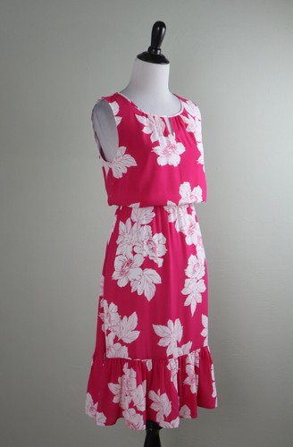 TALBOTS $139 Crepe Floral Blouson Lined Keyhole Flounce Dress Size 4 Petite - Picture 2 of 6