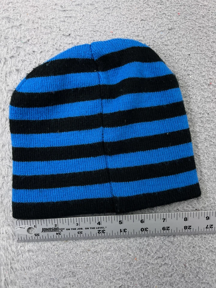 Superman Beanie Toque Youth One Size Blue Black Knit Hero Stripe 100% Acrylic - Image 3 of 4