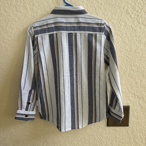NWT-Sovereign Code Button Up Shirt Youth Size 10-12 White with Stripes Blues - Picture 7 of 7
