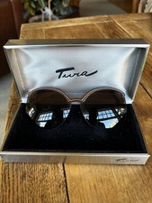 Vintage Tura Clip On Brown Sunglasses Made In Italy in Original Box Large