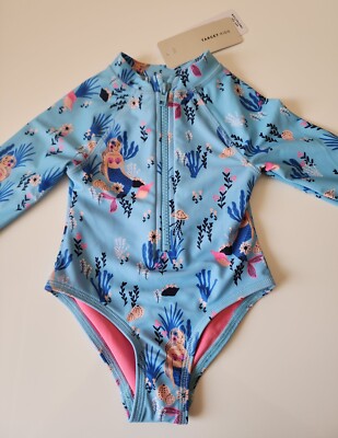 Target Kids Girls Blue Mermaid Printed Paddlesuit Bathers Swimsuit Size  New