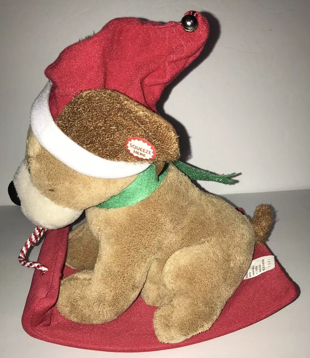 Hallmark Xmas ROCKIN ROVER Dog on Sled Plush Battery Operated Barks