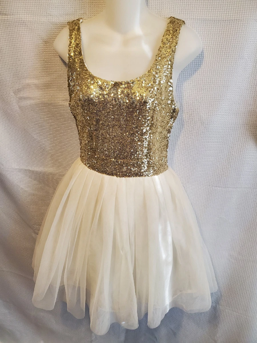 B darlin top gold sequin dress