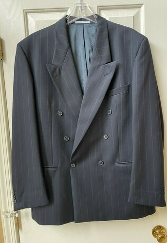 Vtg Yves Saint Laurent YSL Men Double Breasted Blazer Pure Wool Made In France - 第 1/10 張圖片