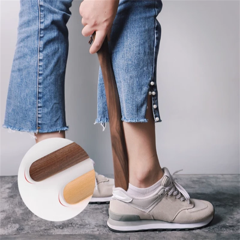 Wooden Shoe Horn Long Handle Shoehorn Lifter Spoon High Quality Walnut Beech - image 4 of 4