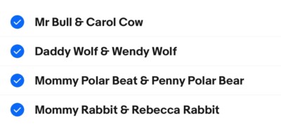Open-boxed 4.2” Daddy Bull 3” Daddy Wolf & Mommy Rabbit & Mommy