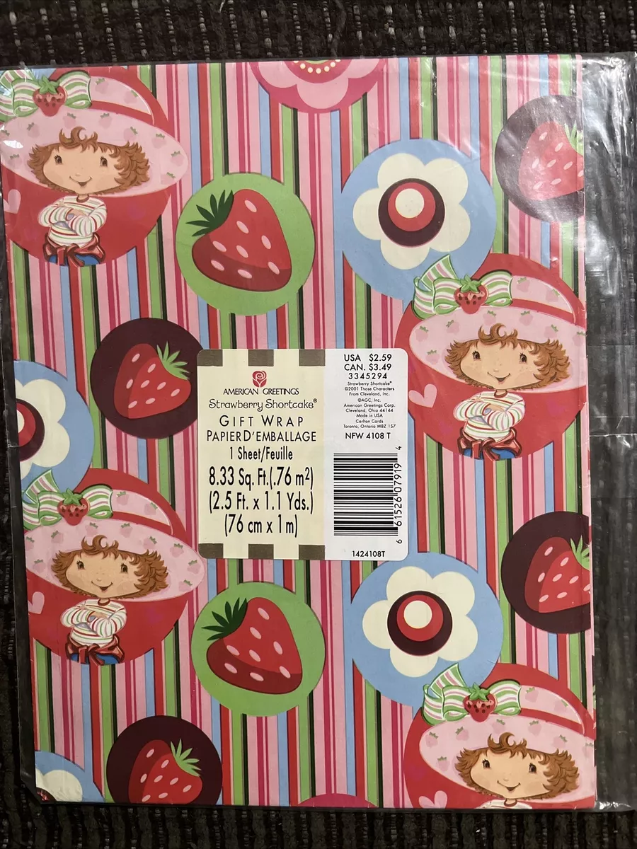 Strawberry Party Gift Wrapping Paper - Folded Flat 30 x 20 Inch (3 Sheets)