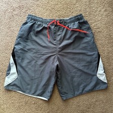 Nike Swim Trunks Mens XL 32x10.5 Grey Swish Drawstring Lined Pockets