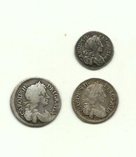 Great Britain CHARLES II MAUNDY 1679 SET - 3 COINS SET - EF