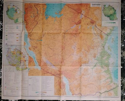 Original Soviet Map Of Tanzania Printed 1982 28*32'' 72*82cm
