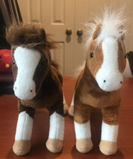 2pc Lot 12in F.A.O Schwarz Ponies Horses Plush Toy Stuffed Animal