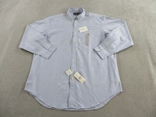VINTAGE Ralph Lauren Shirt Mens 17-34 Blue Oxford OCBD Dress Button Up Yarmouth