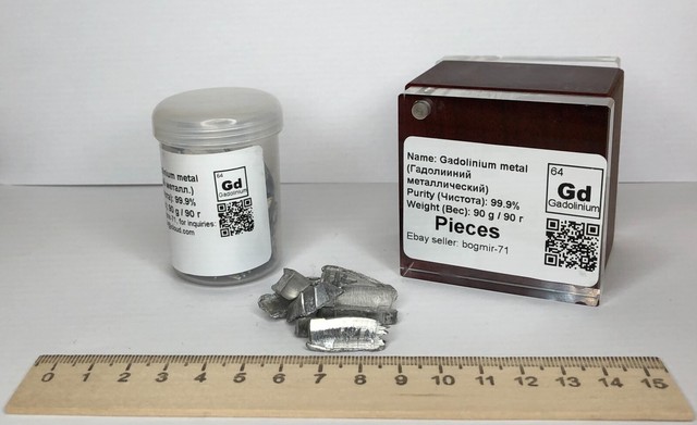 90 Grams Gadolinium Metal 99.9% Purity Periodic Element Lumps 90 Grams Gadolinium Metal 99.9% Purity Periodic Element Lumps
