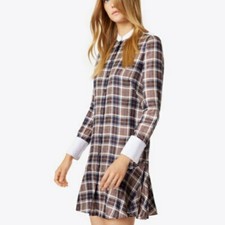Tory Burch Cora Milano Plaid Silk Dress Sz 4