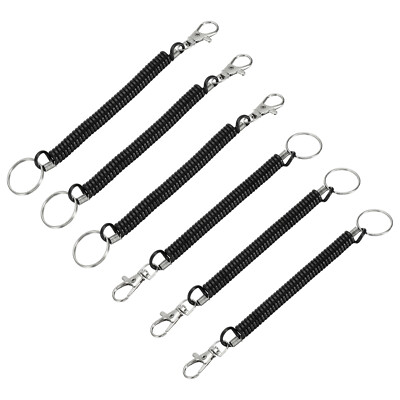 6er-Pack 6,7'' Spirale einziehbare Feder Spule Schlüsselanhänger Stretch Cord