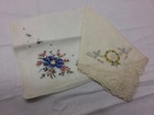 2 Vintage Ladies Handkerchief Flower Embroidered Made in Switzerland 