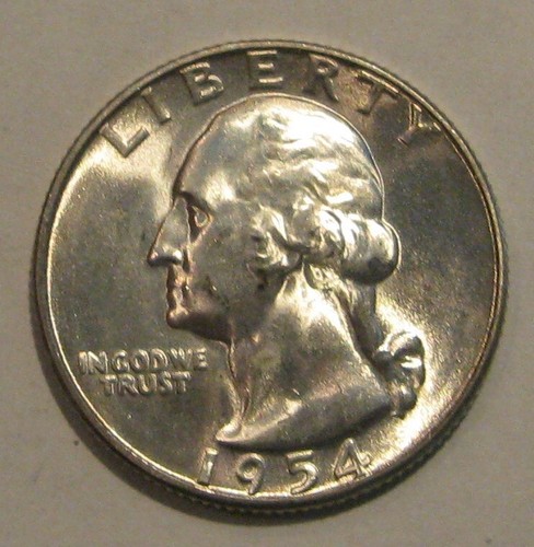 1954-S George Washington Quarter 90 % silber BU aus einer originalen Rolle Blast weiß - Bild 1 von 2