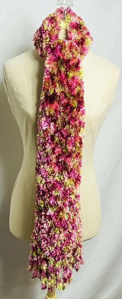 模糊粉色/紫色/绿色长围巾彩虹 77 英寸 x 9 英寸 — 第 4/4 张图片