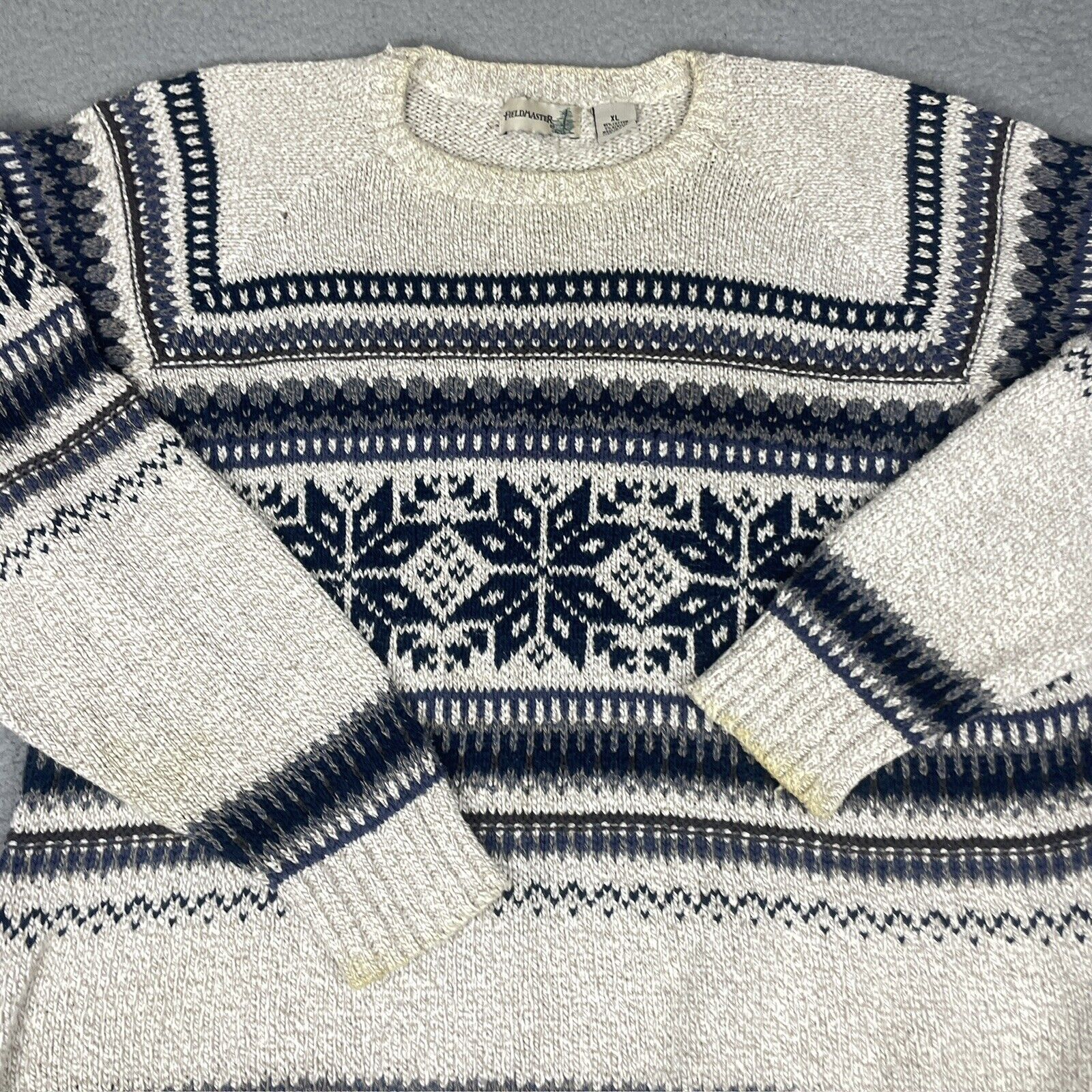 Vintage Fieldmaster Sweater Adult XL Gray Knit 19… - image 2