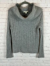 MERONA gray angora blend cowl neck rib knit sweater pullover size S