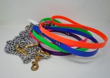 34SCB SunGlo and Chain Tree Tieout- Hunting Dog Leash- Brass Snaps- Made in USA