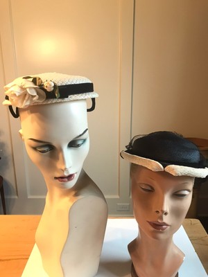 black and cream hats