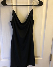 New Princess Polly Dress Mia Chain Mini Black Size 4 Evening Prom Party Satin