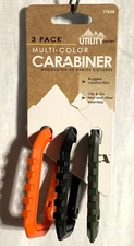 Utility Multi-Color Plastic Multiple Use Belt Clip Carabiner 3 Pack  3 1/4" H. 
