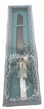 VTG Wedding Cake Knife Sheffield England Stainless Steel Pearlescent Handle 12"